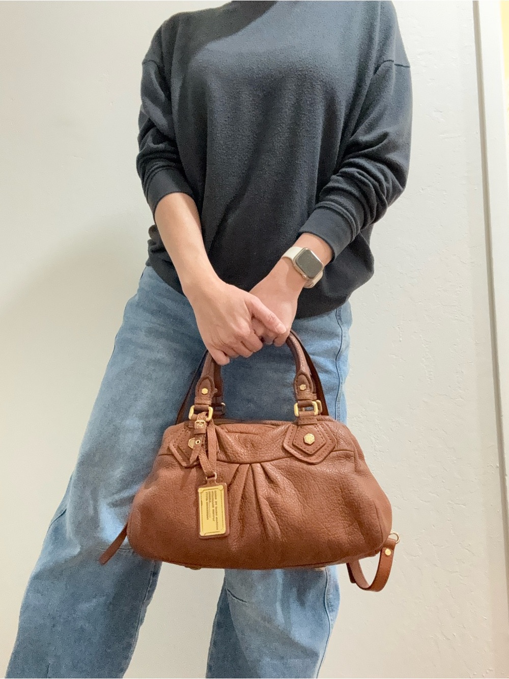 Marc Jacobs Cognac Leather Satchel with Gold Hardware - Picture 12 of 12